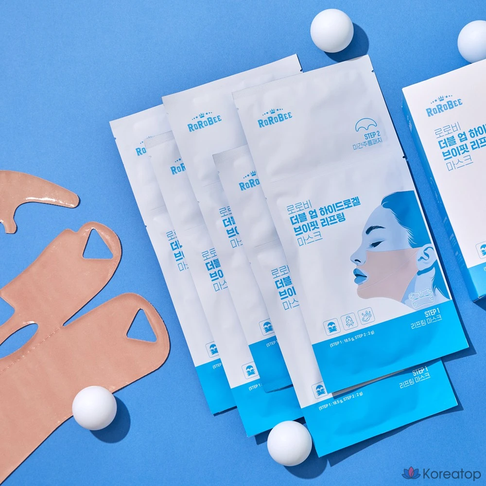 LOLO SKINNY Double Up Collagen Hydrogel V-Line Lifting Pack Mask Sheet LS0010, 2 шт., 10 штук, фото 7