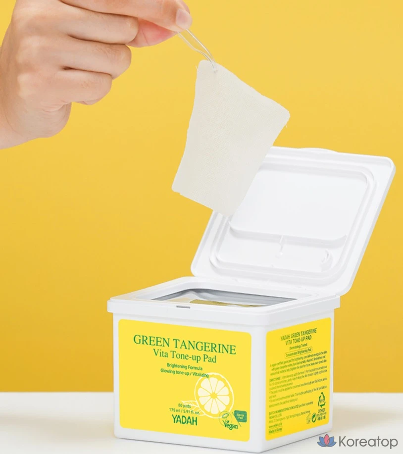 Тонизирующие подушечки Yadah Green Tangerine Vita Tone-Up Pad, 175 мл, 80 листов, 1 шт.