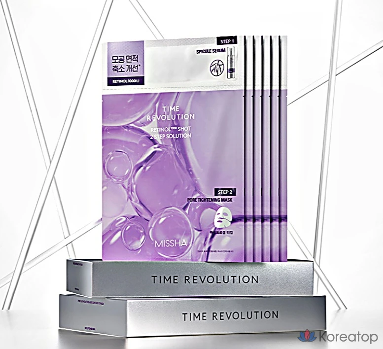 Маска-ретинол Missha Time Revolution 1000 Shot 2-Step Solution Mask Retinol 1000, 6 штук, 1 шт., фото 3