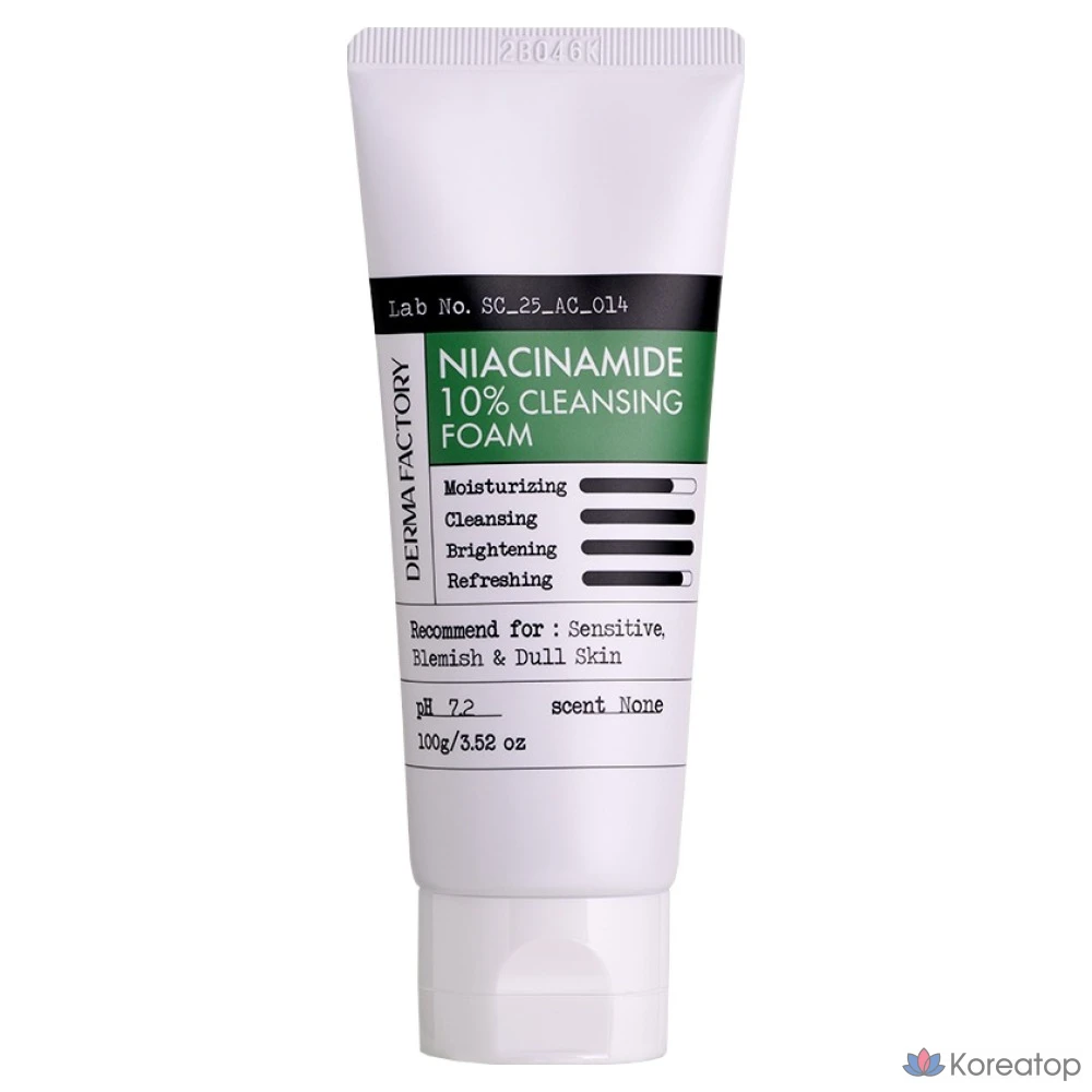 Очищающая пенка Derma Factory с ниацинамидом 10%, 100 г, 1 шт.