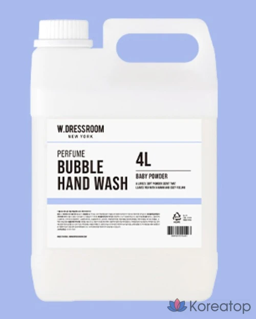 Сменный блок для жидкого мыла для рук W.Dressroom Perfume Bubble, детская присыпка, 4 л, 1 шт.