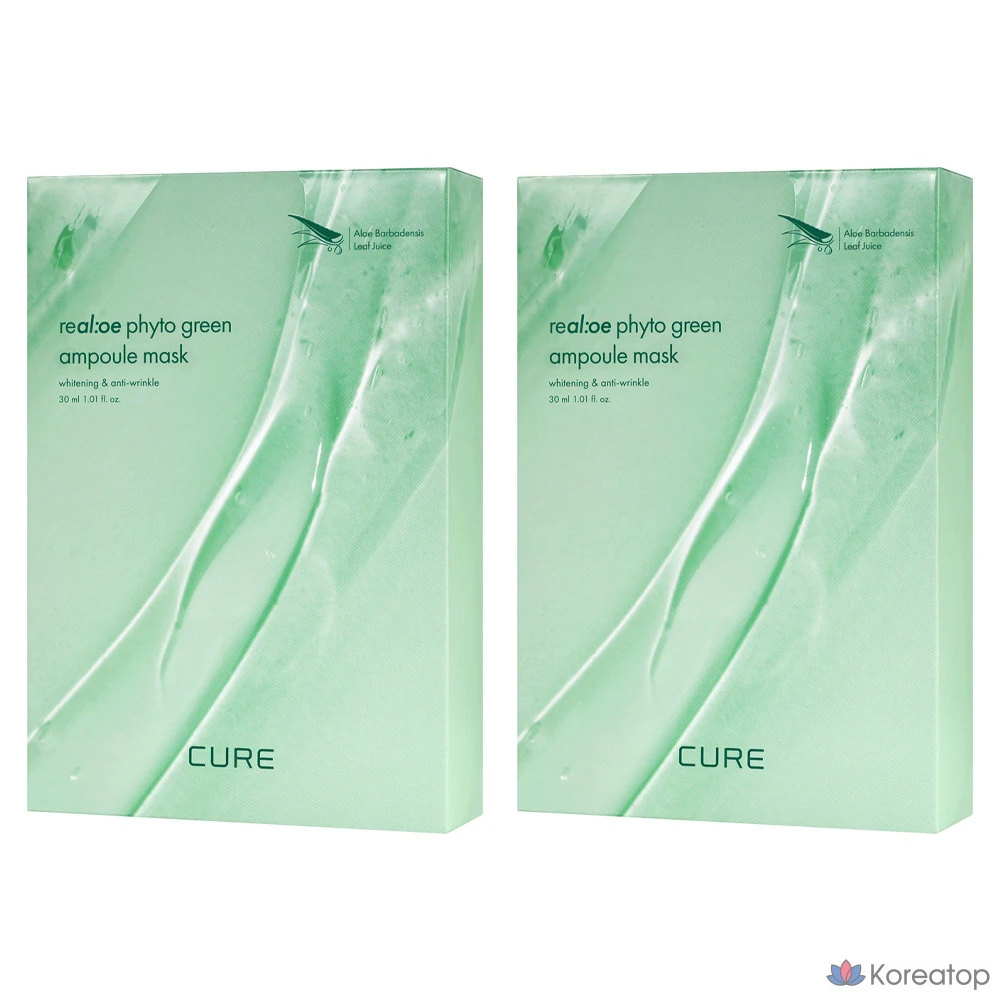 Ампульная маска с алоэ вера KIM JEONG MOON Aloe La Sense Loe Cure Realoe Phyto Green, 10 штук, 2 упаковки.