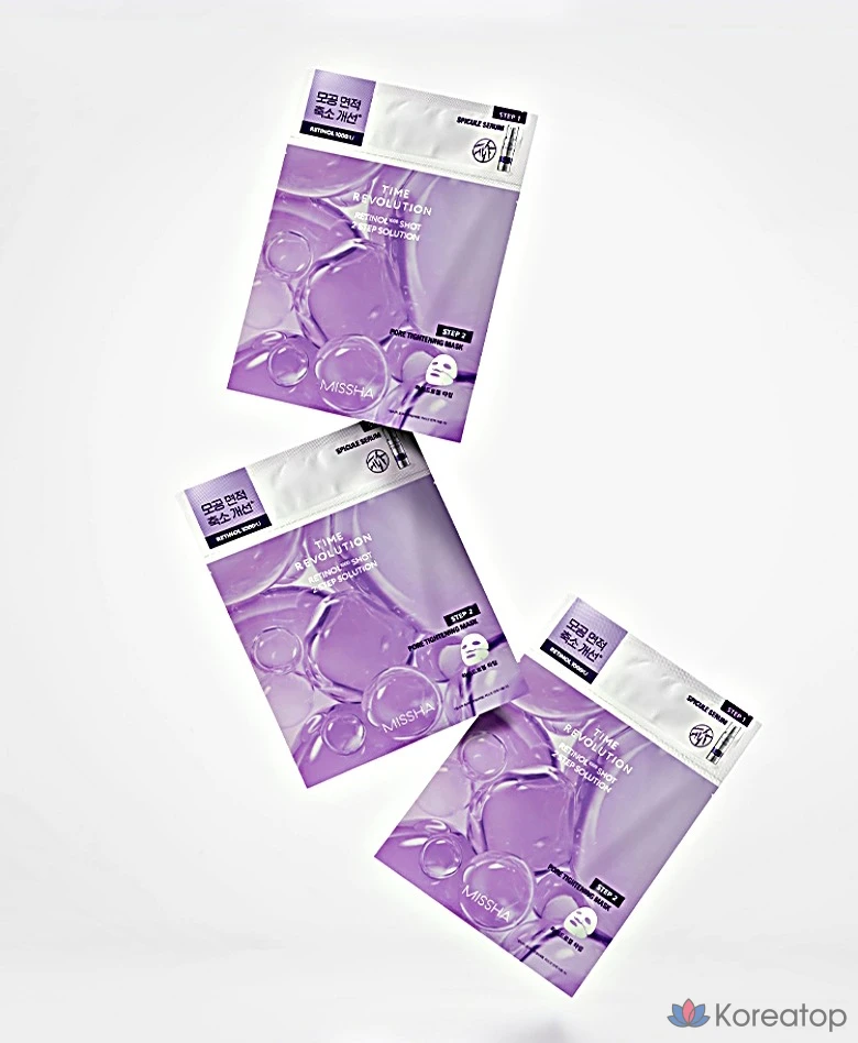 Маска-ретинол Missha Time Revolution 1000 Shot 2-Step Solution Mask Retinol 1000, 6 штук, 1 шт., фото 4