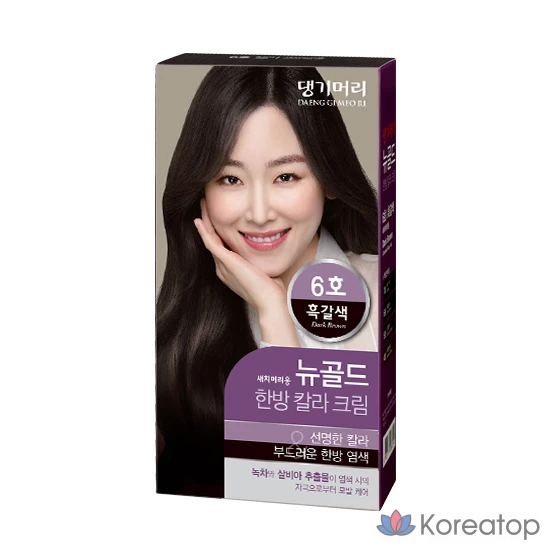Danggi Meori New Gold, традиционный корейский крем-краска для седых волос, № 6, темно-коричневый, 1 шт.