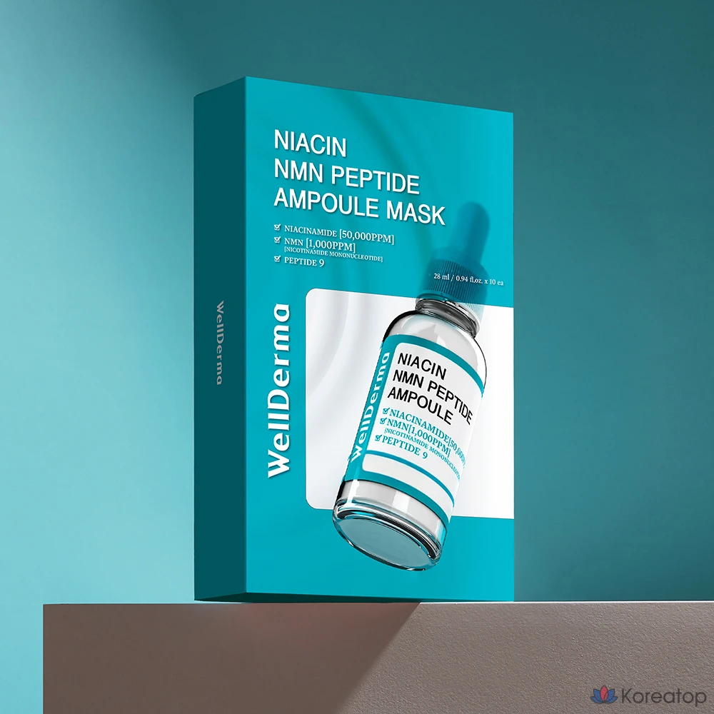 Маска-ампулы WellDerma с ниацином NMN и пептидами, 10 штук, 6 упаковок., фото 2