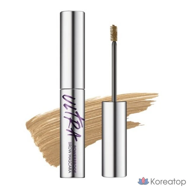 Коричневые (светло-коричневые) стойкие румяна для бровей Missha Ultra Powerproof Brow Cara, 4 г.