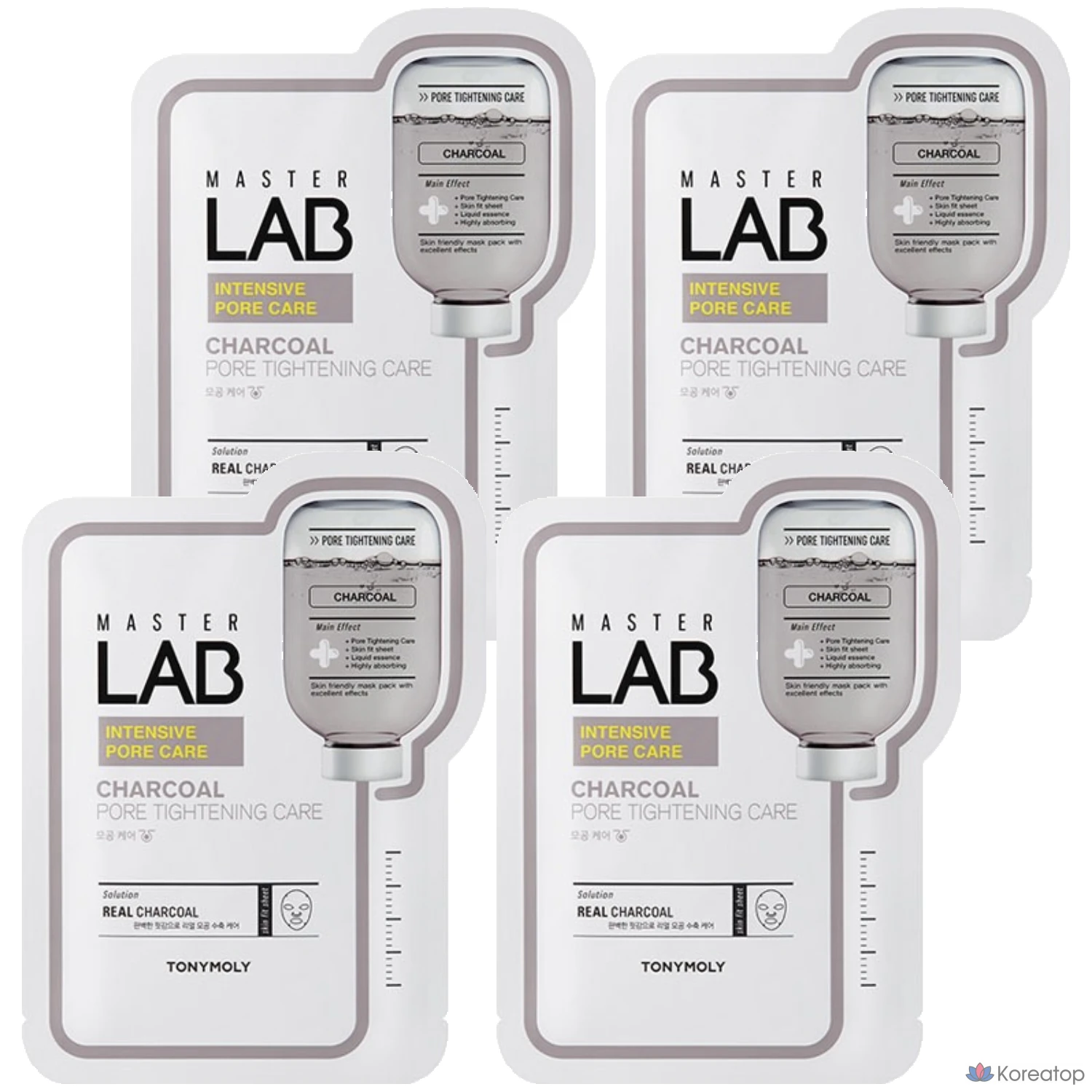 Маска-салфетка с углем Tony Moly Master Lab, 19 г, 1 упаковка, 4 упаковки