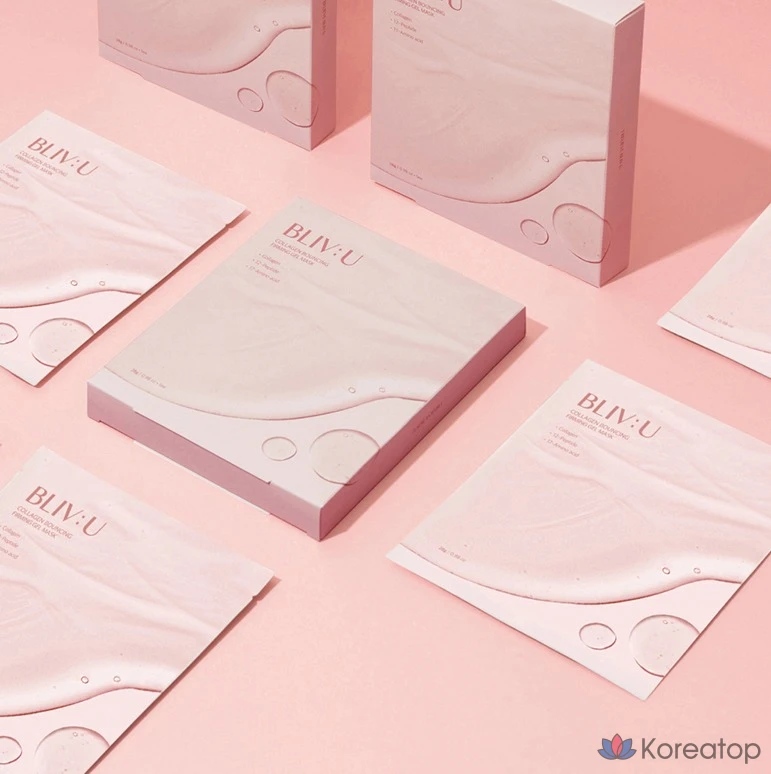 Гелевая маска BLIV:U Collagen Bouncing Elasticity Gel Mask, 28 г, 5 штук, 2 упаковки., фото 7