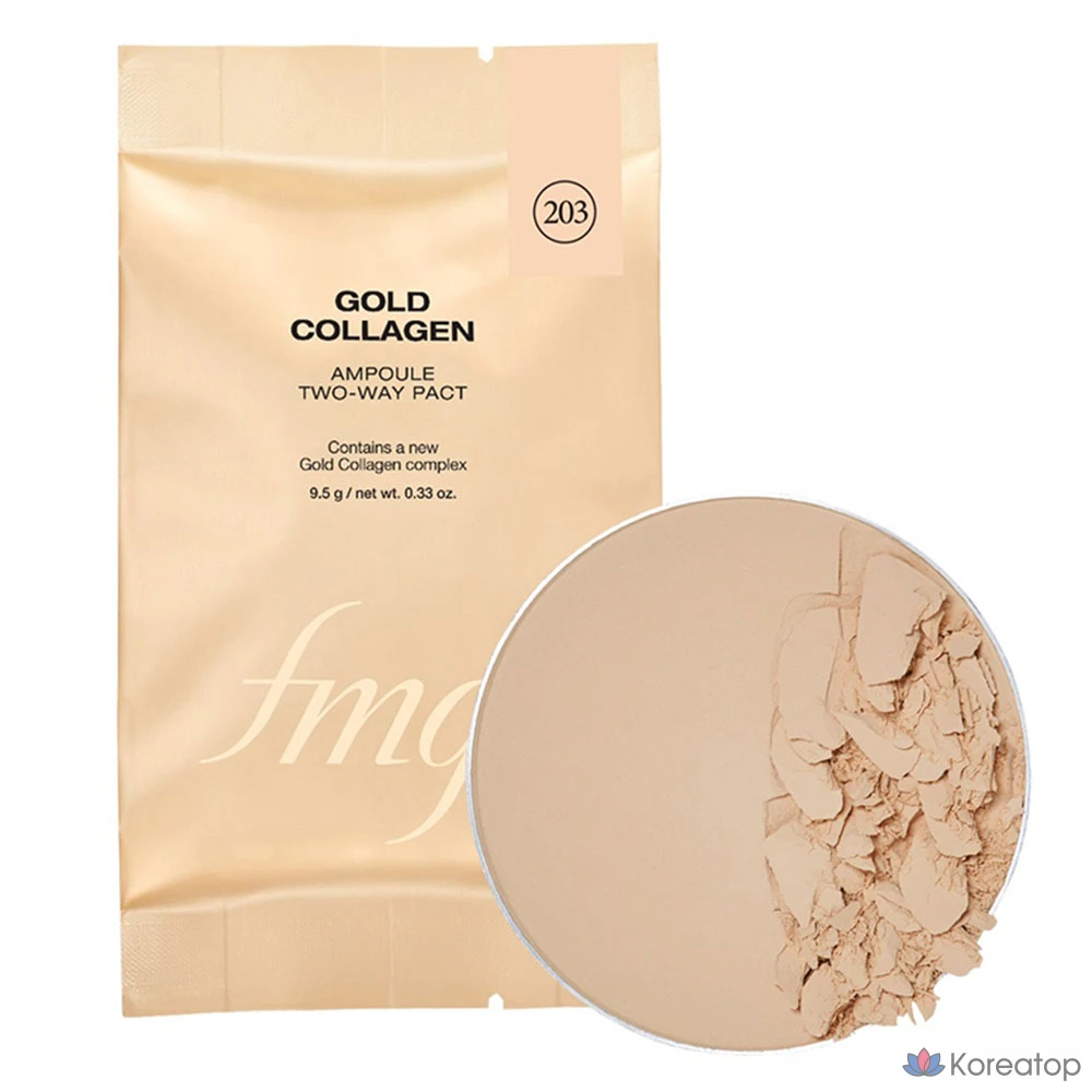Сменный блок ампул FMGT Gold Collagen Ampoule Two-Way Pact 9,5 г, оттенок 203 Natural Beige, 1 шт.