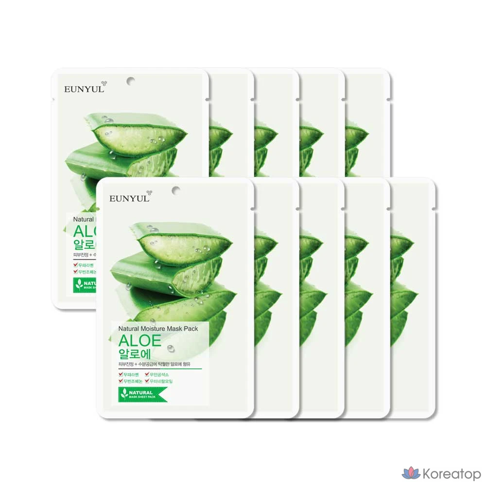 Набор натуральных масок с алоэ вера Eunyul, 1 упаковка, 10 штук.