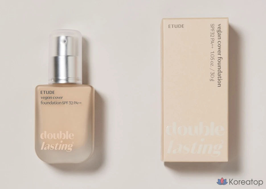Тональный крем Etude House Double Lasting Vegan Cover Foundation, 30 г, 1 шт., 21N1 Нейтральный бежевый, фото 2
