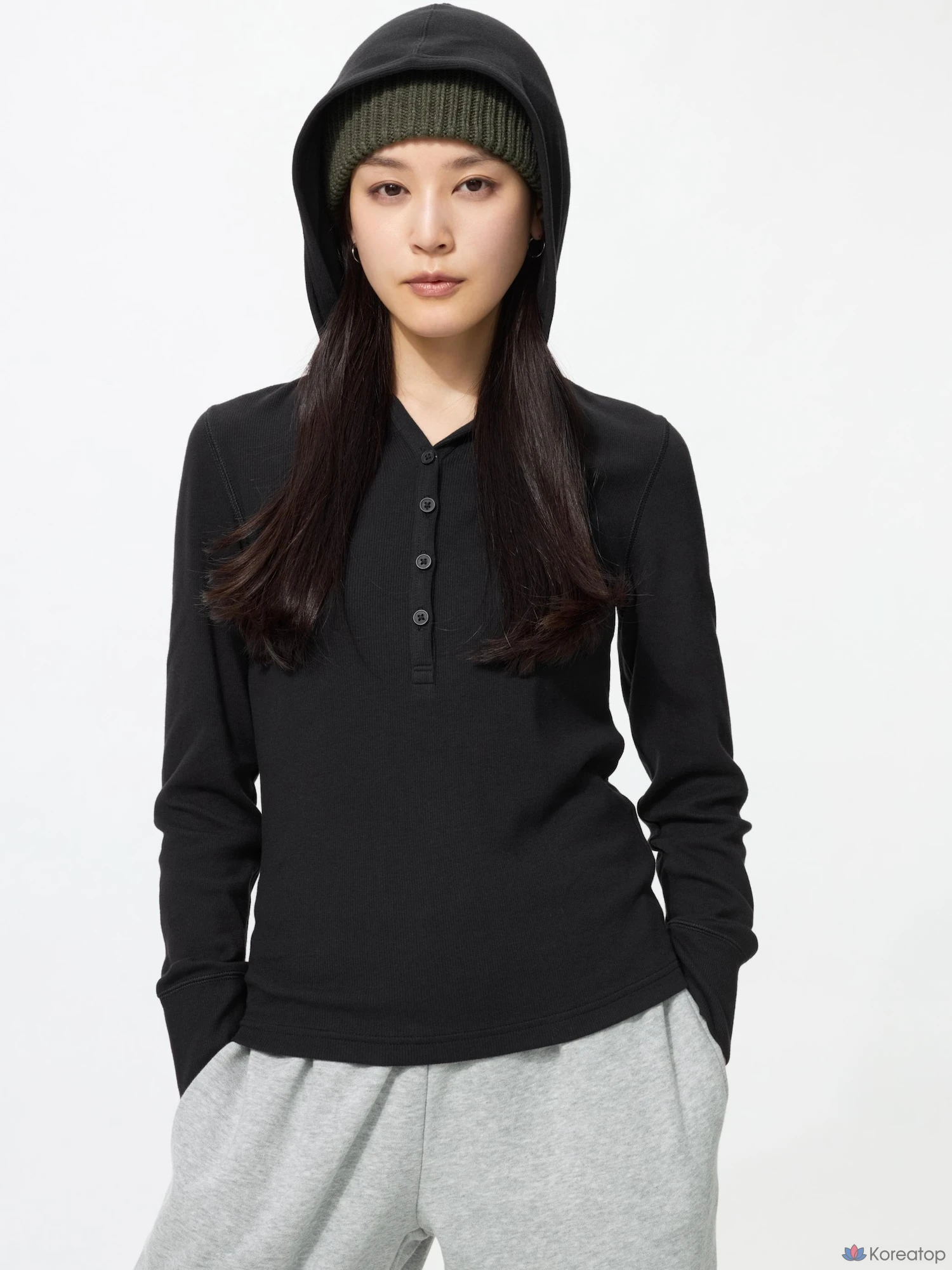 Лонгслив Uniqlo Hooded Rib T