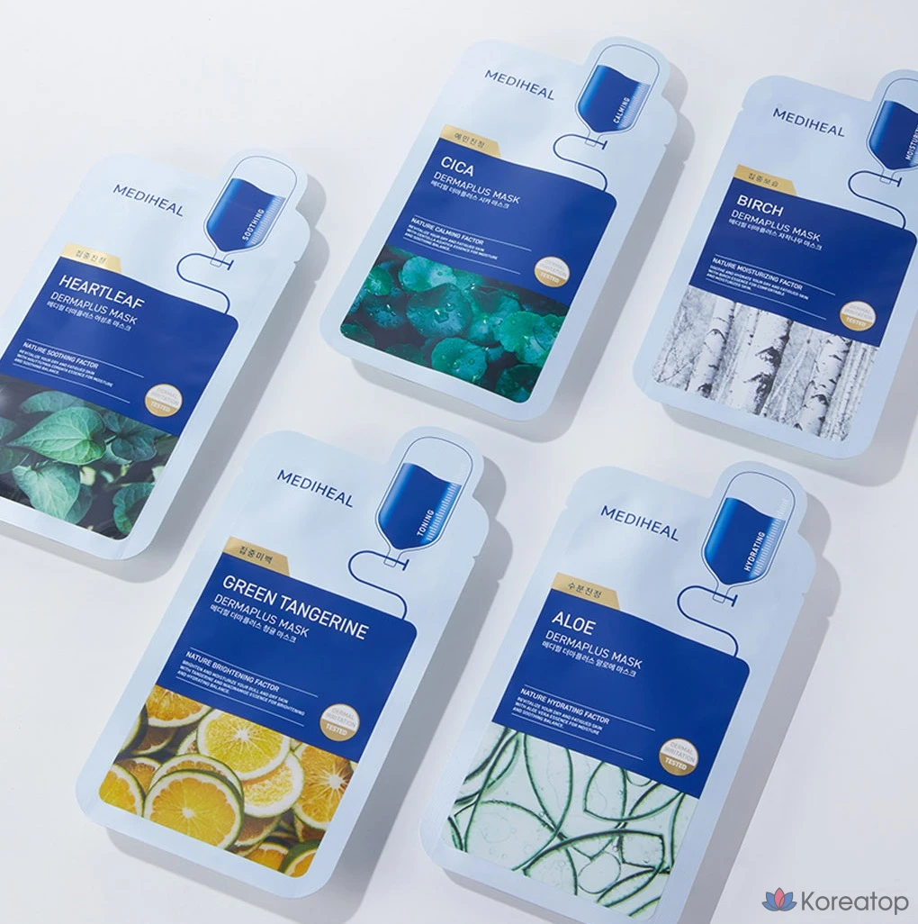 Тканевая маска для лица MEDIHEAL Derma Plus Aloe Mask, 20 шт., фото 9