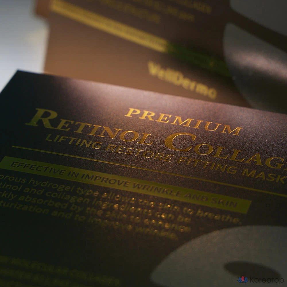 Набор из 7 масок WellDerma Premium Retinol Collagen Lifting Restore Fitting Mask, 7 штук, 1 упаковка., фото 4