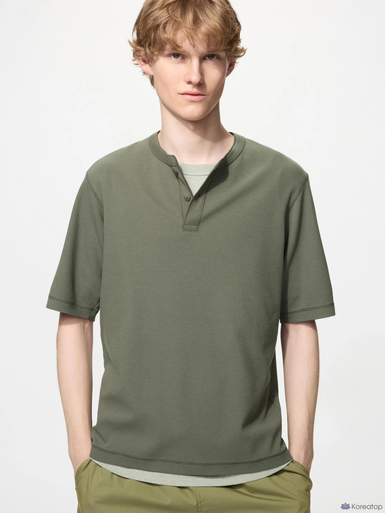Футболка Uniqlo Dry Waffle Henley Neck T