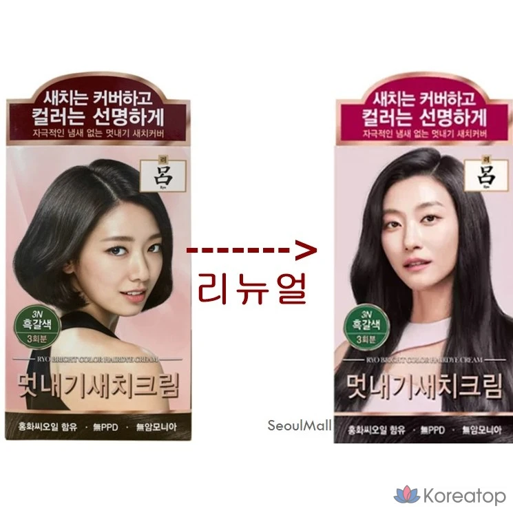 Краска для волос Ryo Ua Chae Stylish Satch Cream, 3 упаковки, 360 г, 3N, черный/коричневый, 1 шт., фото 2