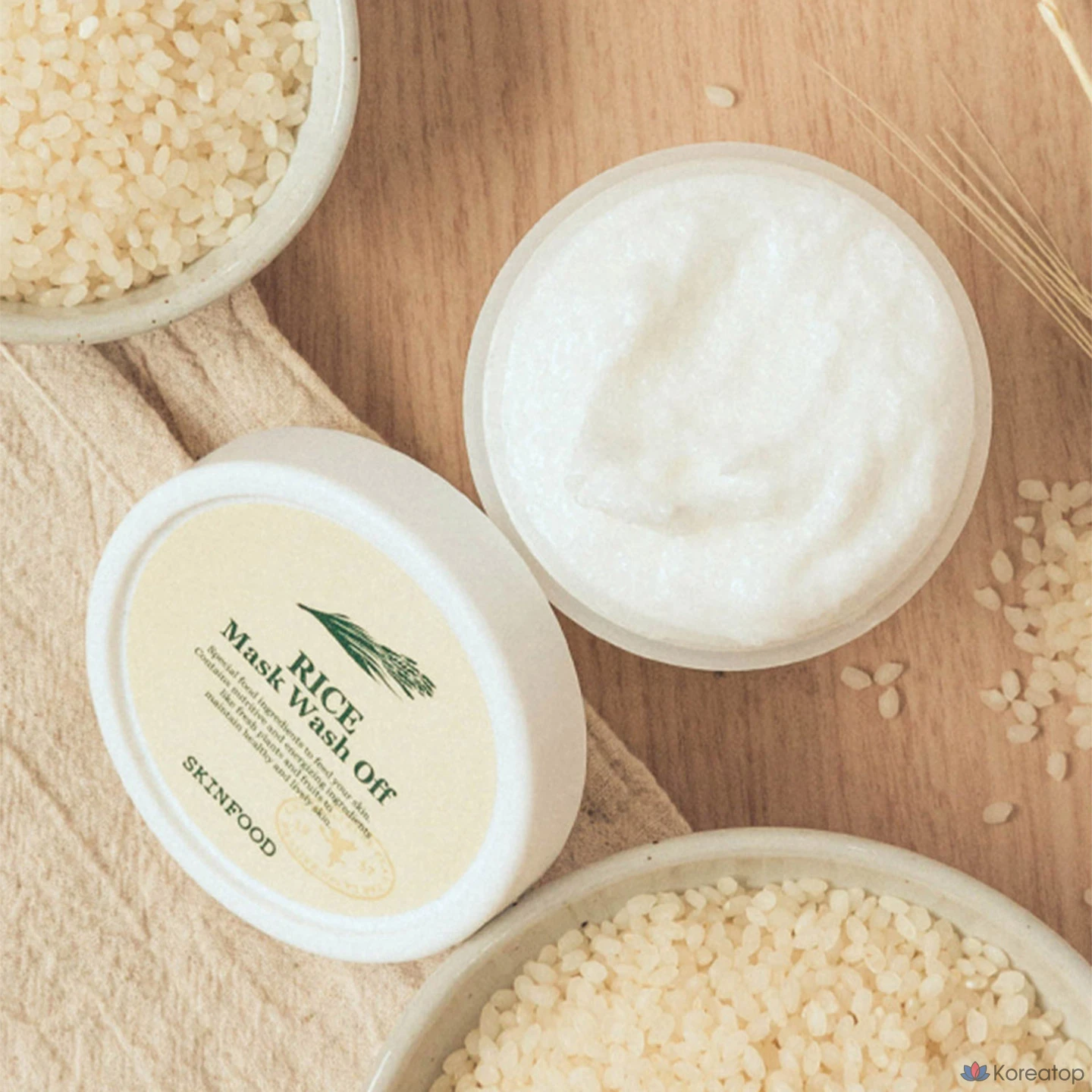 Смываемая рисовая маска для лица Skinfood, 1 упаковка, 4 упаковки, фото 4