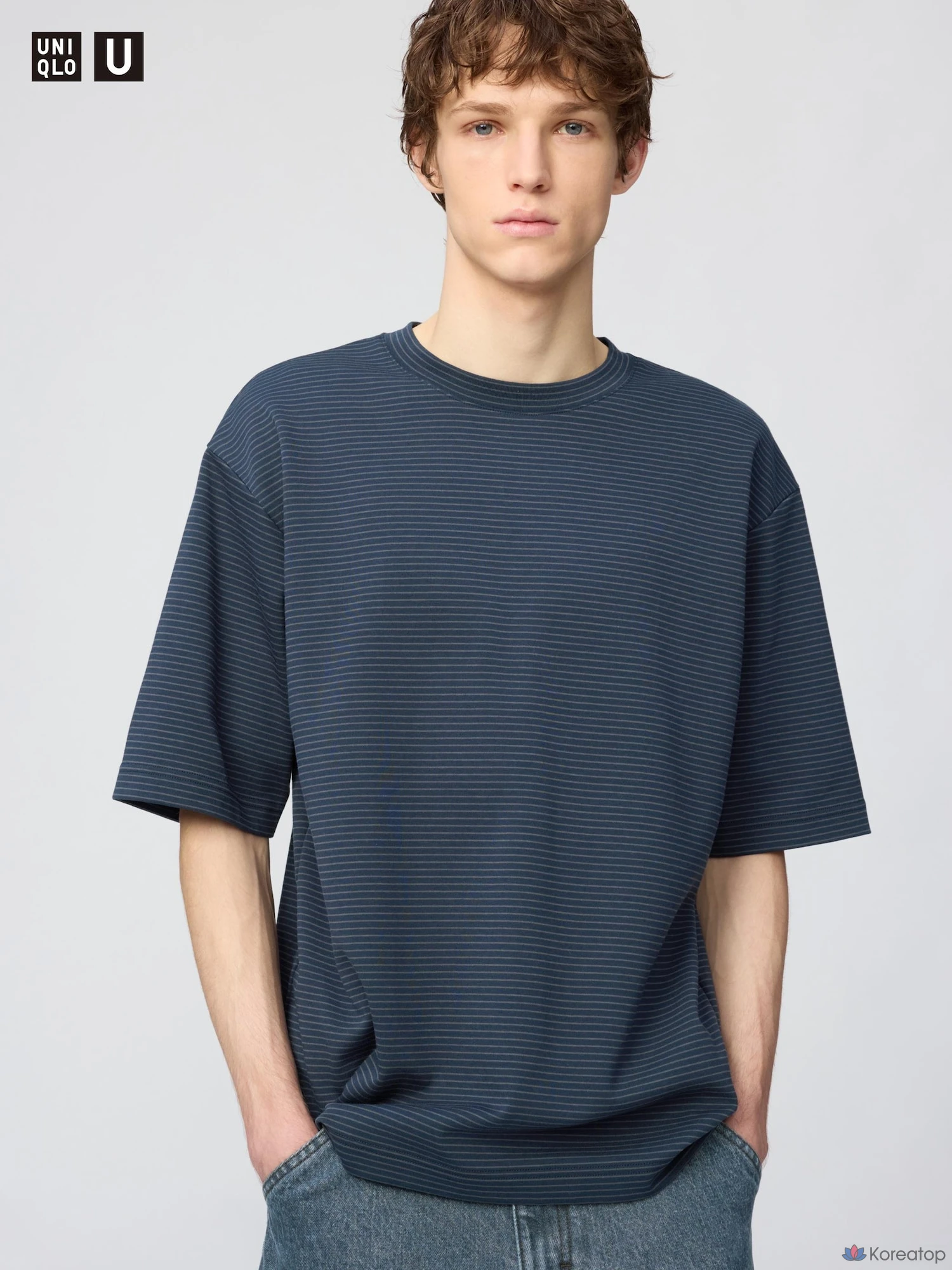 Футболка Uniqlo AIRism Cotton Oversized Stripe T-Shirt