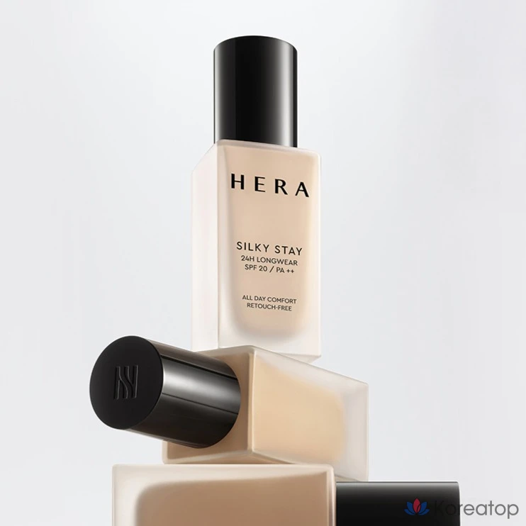 Флюид для лица Hera Silky Stay 24H Longwear Foundation SPF20 PA++, оттенок 21N1 Vanilla, 30 г, 1 шт., фото 6