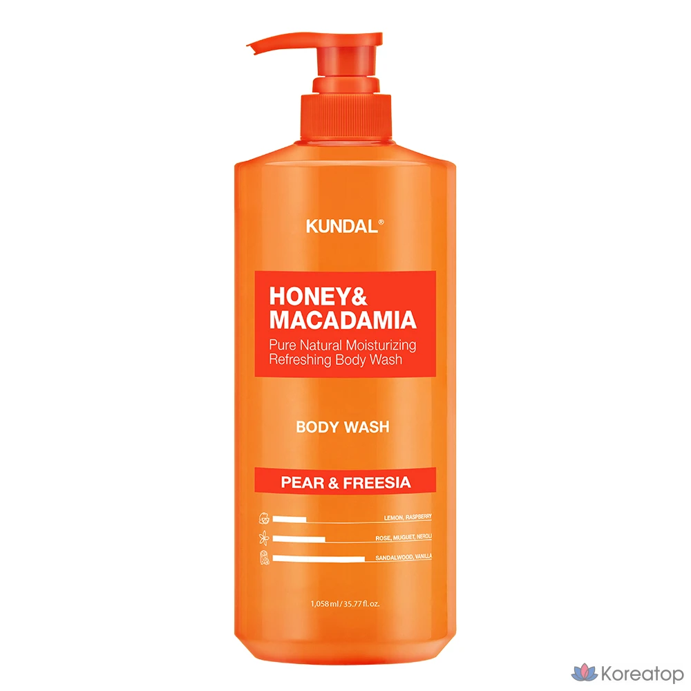 Гель для душа Kundal Pure с ароматом груши и фрезии, 1,058 л, 1 шт.