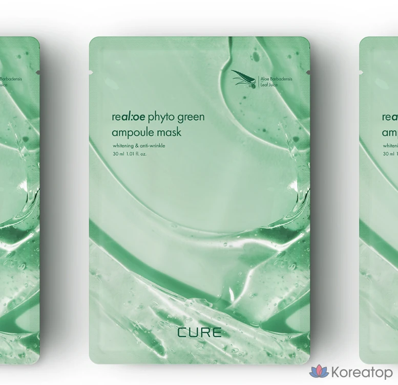 Тканевая маска для лица KIM JEONG MOON Aloe La Sens Roe Cure Realoe Phyto Green Ampoule Mask, 50 шт., фото 4