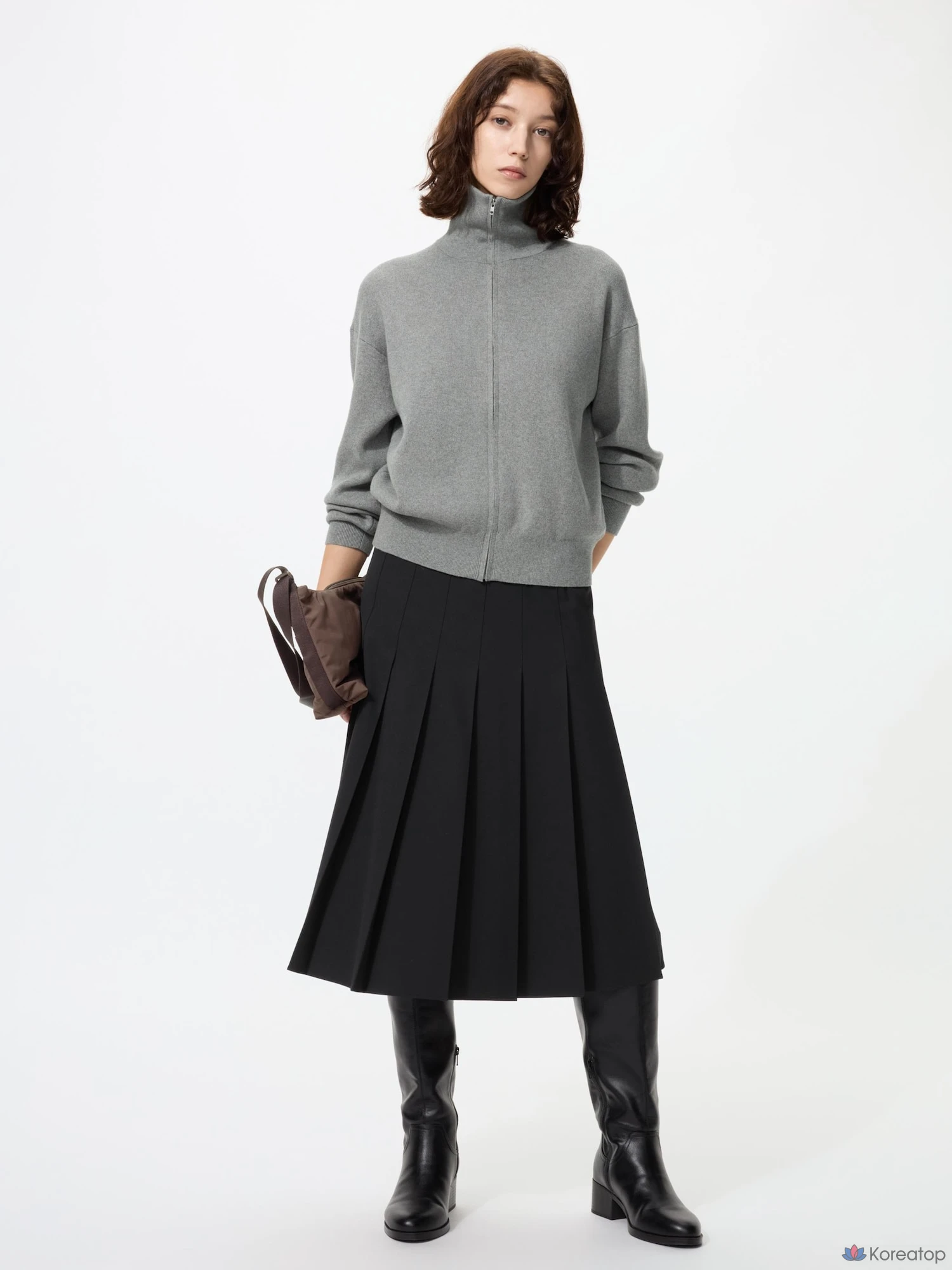Юбка-миди Uniqlo Wide Pleated Midi Skirt, короткая длина 67-71 см
