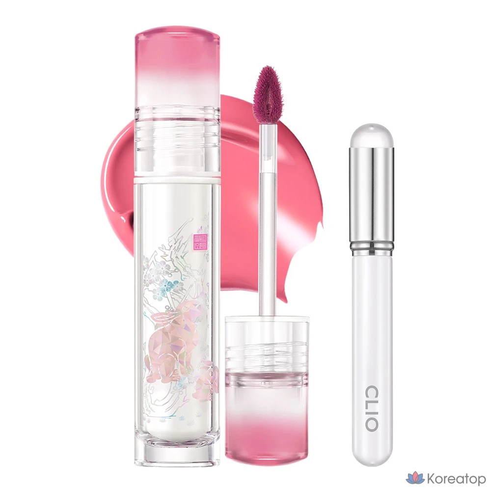 Тинт Clio Crystal Glam+кисточка для губ, 1 штука, 032 Court Circle Rabbit Pink [Королевское издание]