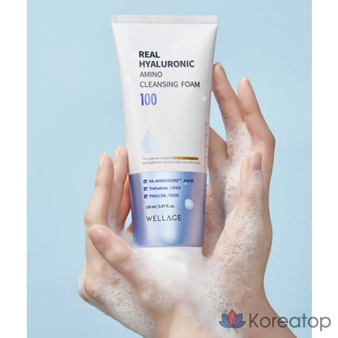 Очищающая пенка Wellage Real Hyaluronic Amino, 150 мл