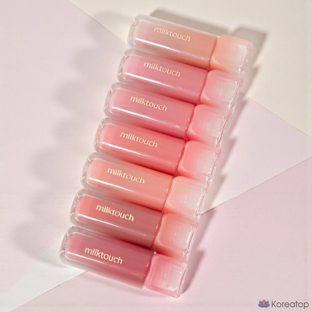 [Нелипкий блеск] Блеск для губ Milk Touch Dew Stain Sheer, 7 цветов, Влажный, глянцевый, стекловидный блеск, блестящий, прозрачный, легкий, 1 шт, 4 мл, 02 игристо-розовый