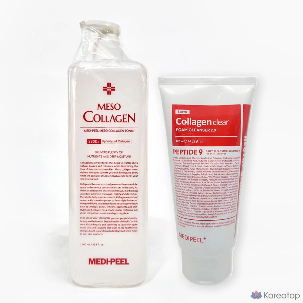 Тоник с мезоколлагеном 1000 мл + прозрачный коллаген Medi-Peel Red Lacto 300 мл, 1 шт., 1 л