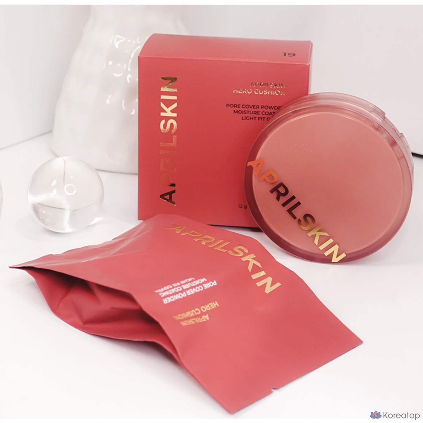 Тональный крем Aprilskin Hero Cushion (основной продукт + сменный блок) с плотным покрытием, № 19 (светло-бежевый), 1 шт.