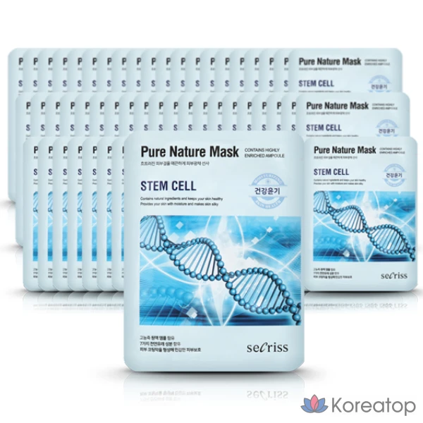 Маска для лица Secret Pure Nature Mask Pack, 25 мл, 60 листов, 60 штук, 1 упаковка, содержащая стволовые клетки