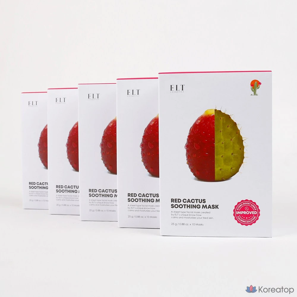 Успокаивающая маска ELT Red Cactus с гиалуроновой кислотой, 10 листов, 1 упаковка, 10 штук.