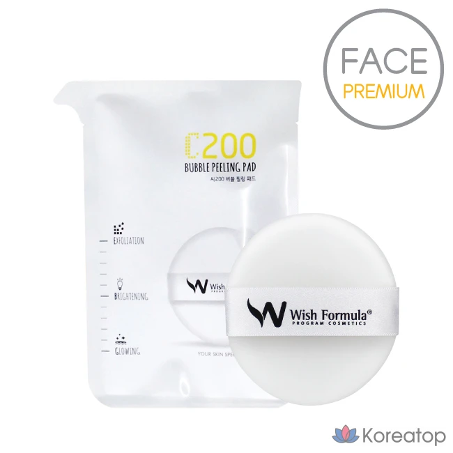 Отшелушивающая подушечка Wish Formula C200 Bubble Peeling Pad, 1 лист (15 мл/1 лист) / Ферментированный пилинг и уход с витамином С одновременно. Запатентованная витаминная пилинг-подушечка, 1 шт.