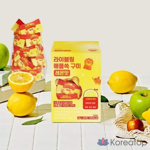 Желейные таблетки с яблочным уксусом Asabi Vitamin Jelly Libling Applessok Yellow, 240 г