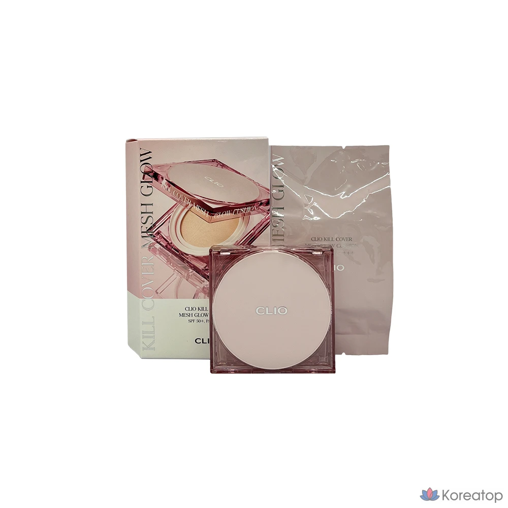 Губка для губ CLIO Kill Cover Mesh Glow Cushion, Основной продукт + сменный блок, 1 цвет, 4 оттенка имбирного, 1 шт.
