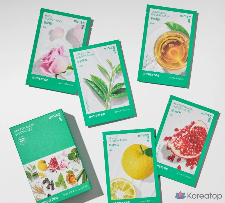 Специальный набор энергетических масок Innisfree Energy Mask, 20 штук, 2 штуки, фото 4