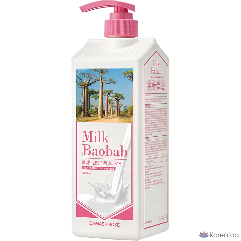 Средство для ухода за поврежденными волосами Milk Baobab Protein с ароматом дамасской розы, 1 л, 1 шт.
