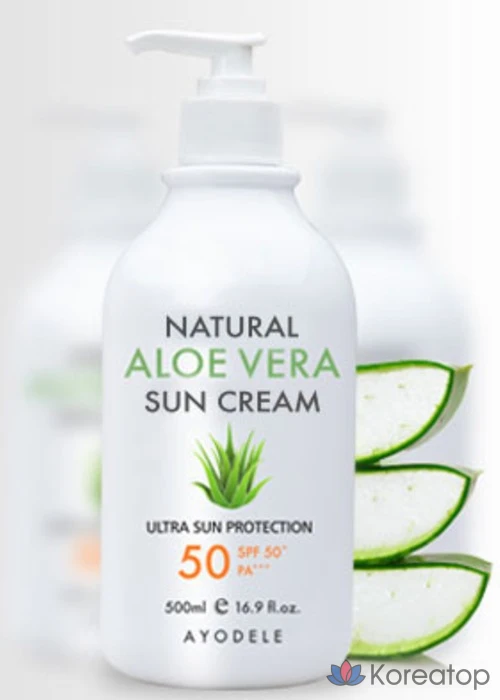 Натуральный солнцезащитный крем Ayodele с алоэ вера SPF50+ PA+++, 500 мл, 1 шт., фото 2