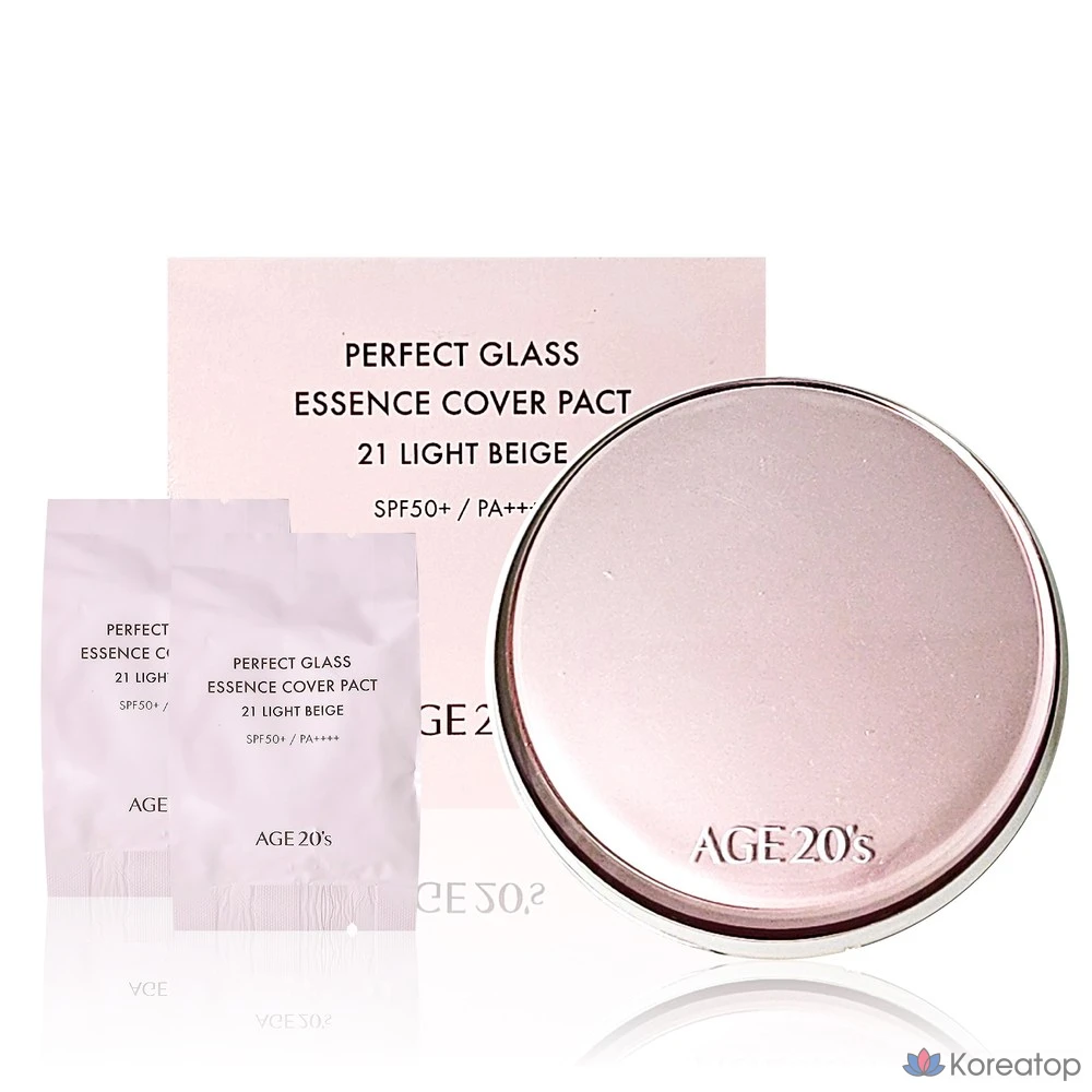Футляр для геля для душа Age 20's Perfect Glass Essence Cover Pact Case, 1 шт., сменный блок, 2 шт., № 21, светло-бежевый
