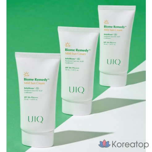 UIQ Солнцезащитный крем для лица на физических фильтрах spf 50 Biome Remedy mild sun cream, 50 мл