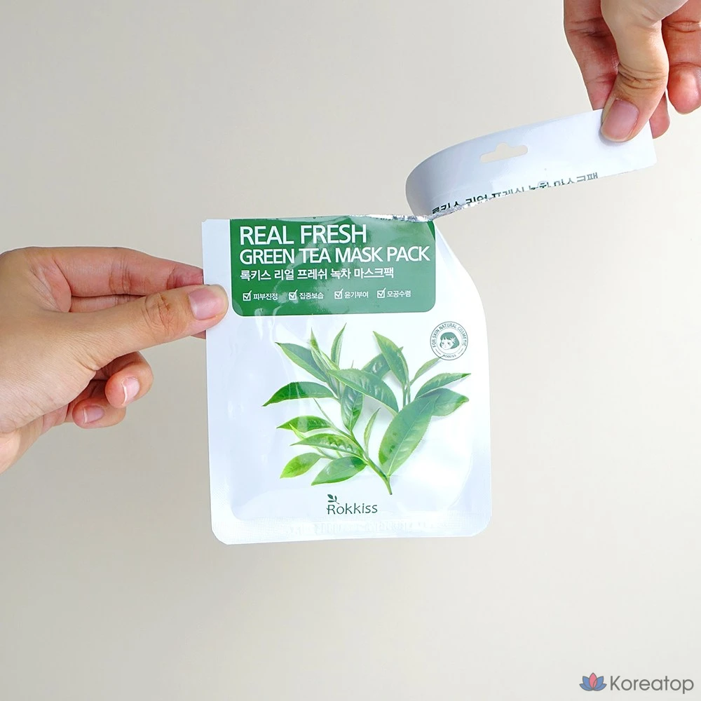 Маска для лица Rokkiss Real Fresh с зеленым чаем, 50 листов, 1 упаковка.
