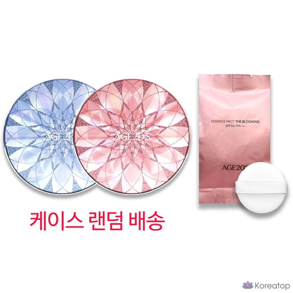 Age20s Double Blooming Diamond Essence Cover Pact Latest Version Основной продукт + Сменный блок + Совместимая пуховка, 1 шт., Double Blooming No. 21