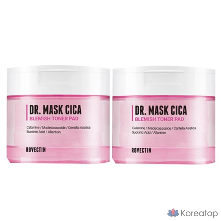 Тонизирующие подушечки для лица Rovectin Doctor Mask Cica, 70 листов, 2 упаковки