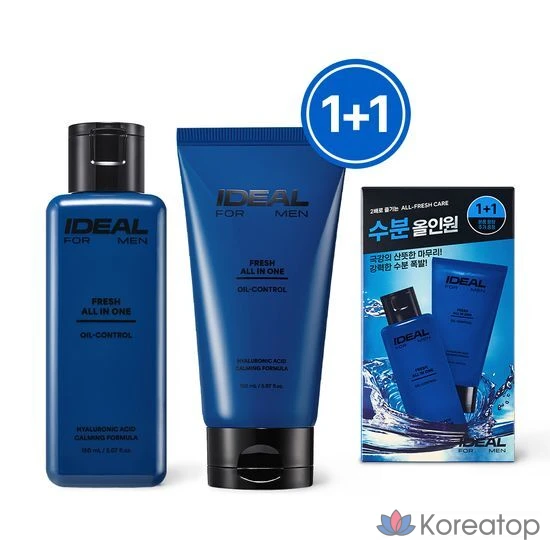 Набор для ухода Ideal For Men Fresh All-in-One Renewal, 150 мл + 150 мл + тканевая маска для лица, 2 шт., фото 3