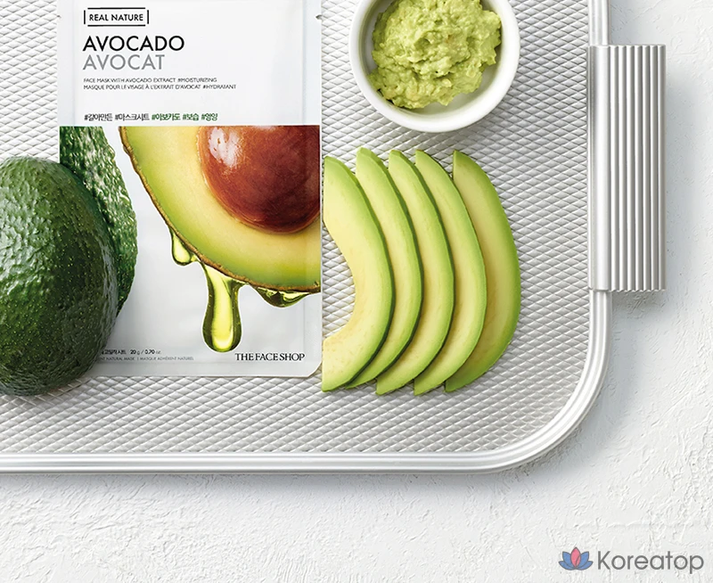 Тканевая маска для лица The Face Shop Real Nature Avocado Mask Sheet, 10 шт., фото 4