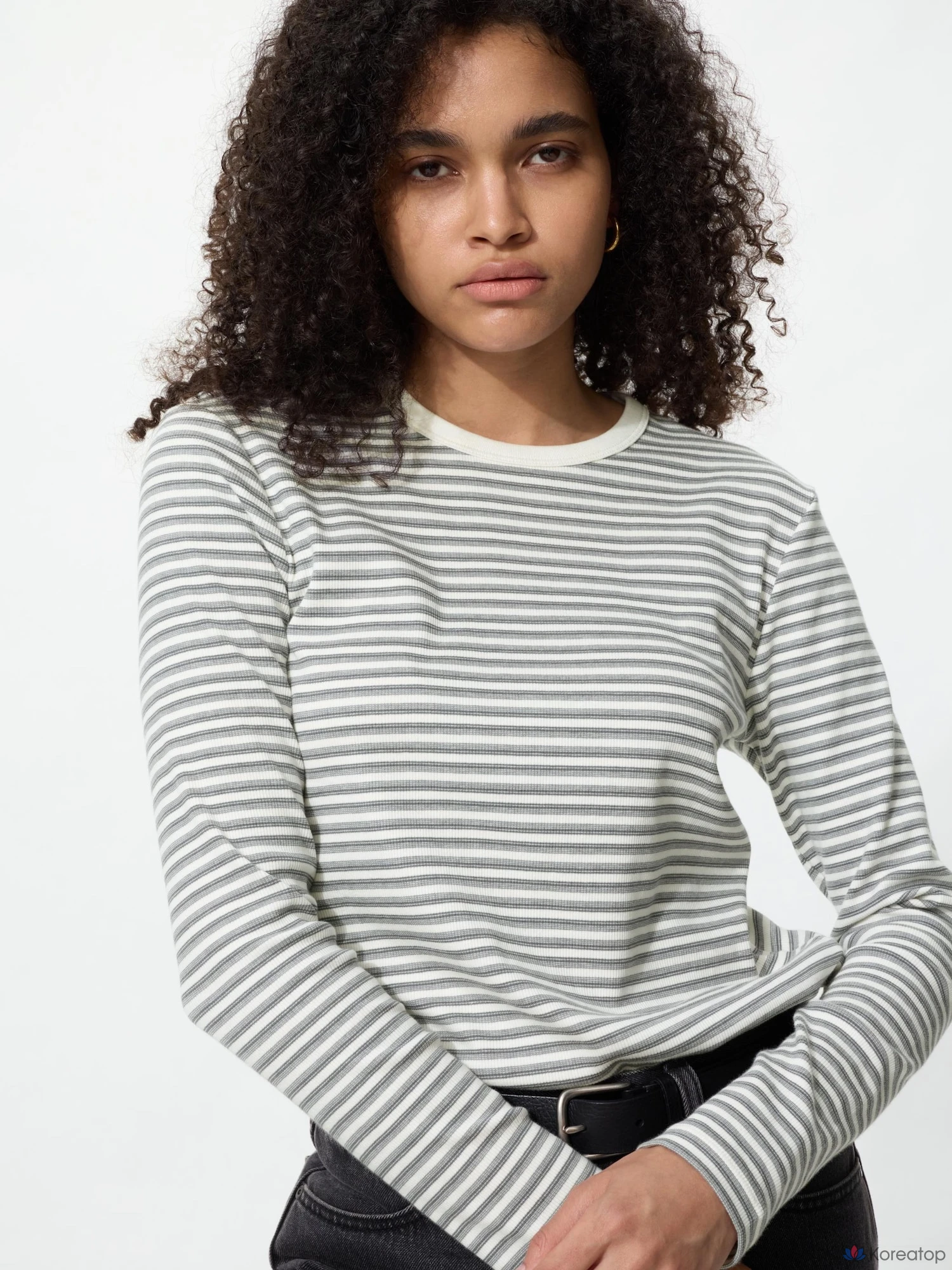 Лонгслив Uniqlo Soft Rib T, в полоску