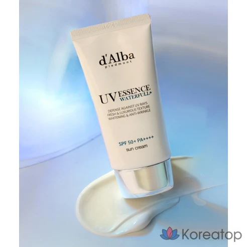 d&#039;Alba Ультралёгкий солнцезащитный крем для лица Waterfull Essence Sun Cream (SPF 50+) 50 мл x 2 упаковки + Балансирующий веганский гель для умывания, набор из 3 мл x 5 упаковок