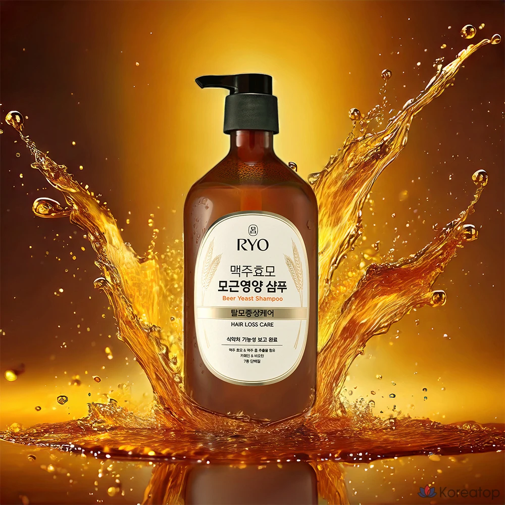 Шампунь Ryo с пивными дрожжами для ухода за кожей головы и симптомами выпадения волос с охлаждающим эффектом и pH балансом, 1.1 л, 1 шт., фото 4