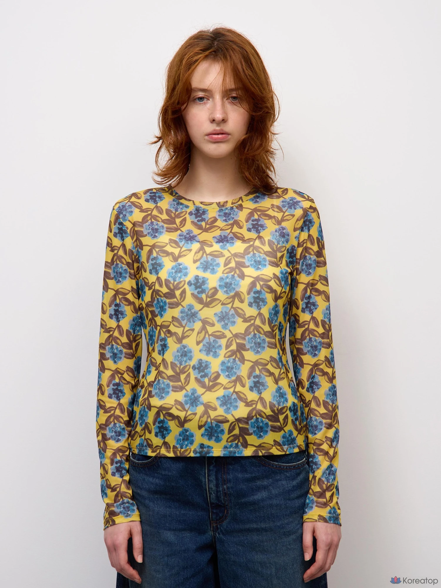 Лонгслив Uniqlo Sheer Flower Print T-Shirt